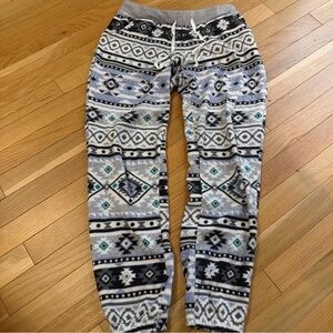 Cozy Grey Aztec Print Jogger Pants